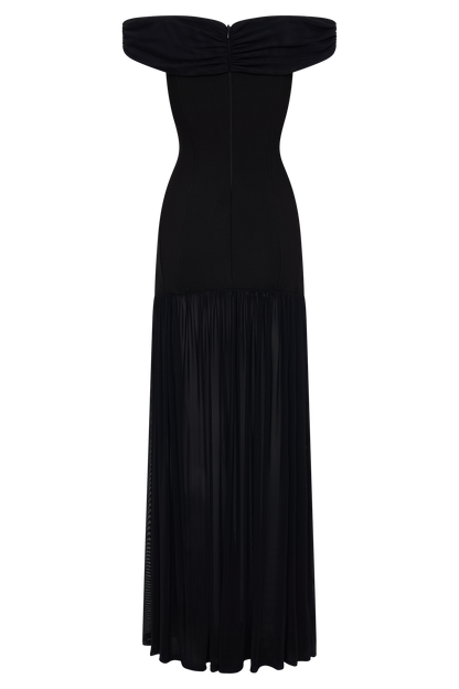 Kellie Off Shoulder Crepe Maxi Dress - Black