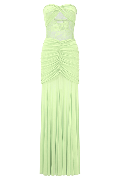 Khadijah Lace And Mesh Maxi Dress - Sage