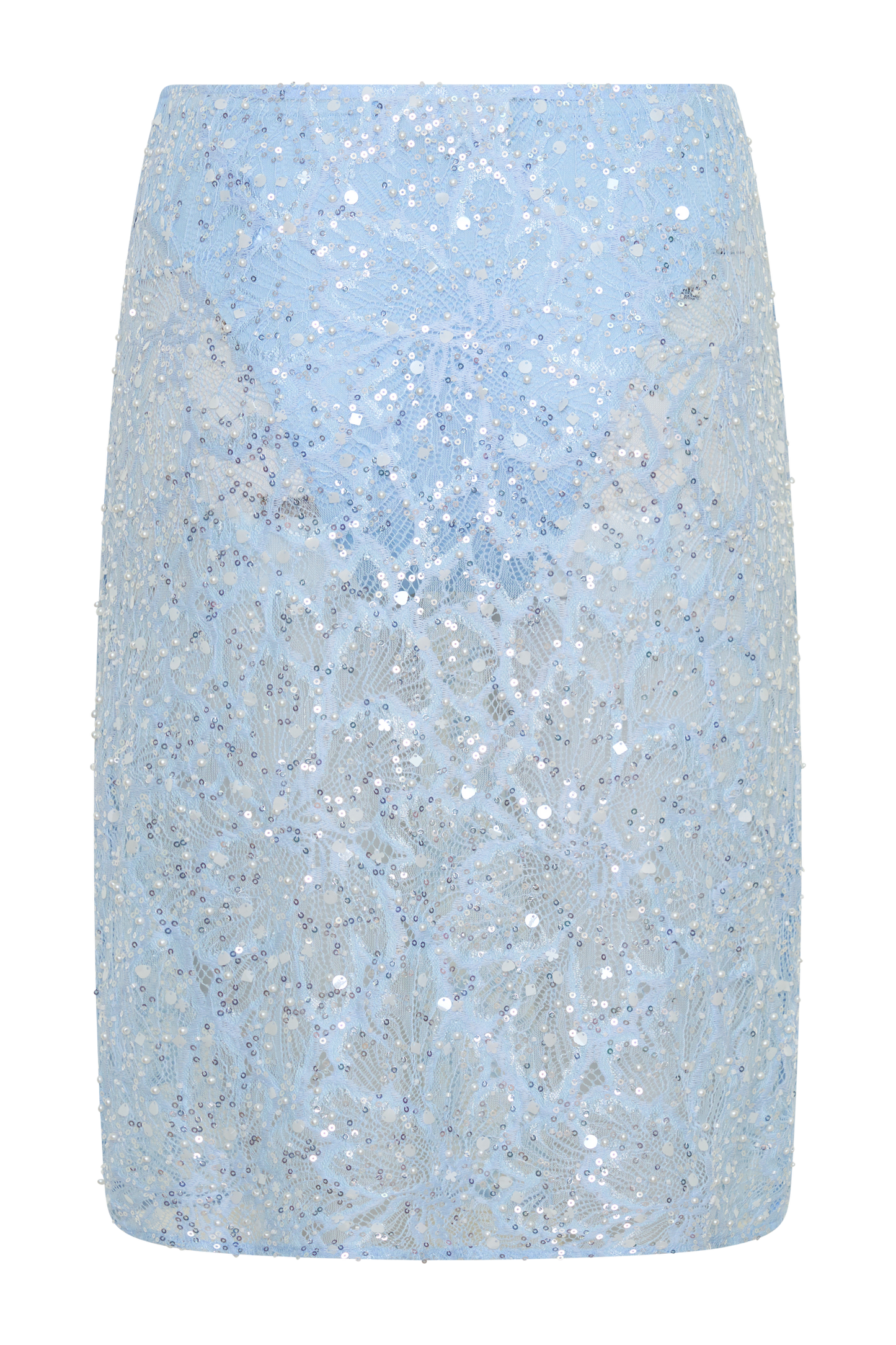 Kiara Pearl Beaded Midi Skirt - Powder Blue