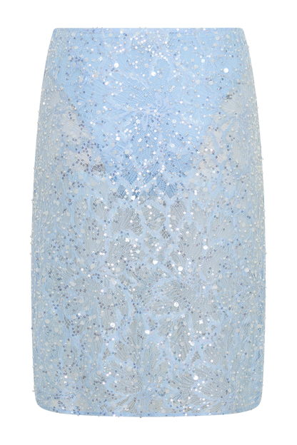 Kiara Pearl Beaded Midi Skirt - Powder Blue