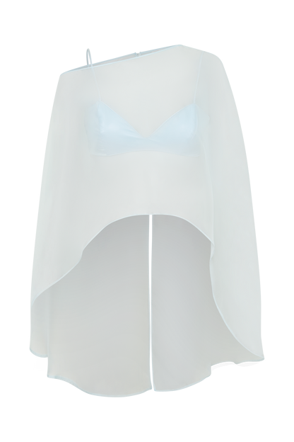 Kirstine Bralette With Chiffon Cape - Ice Blue