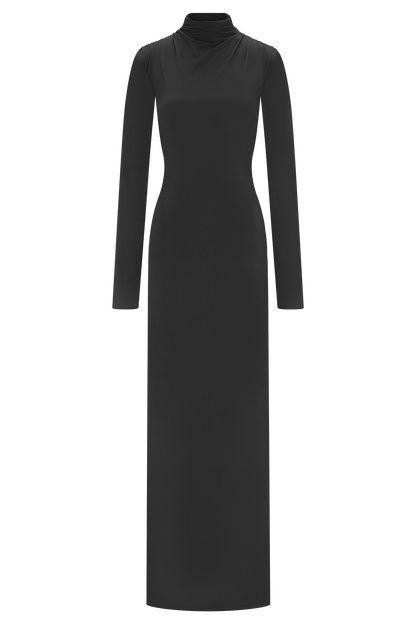 Kiyah Slinky Cut Out Maxi Dress - Black