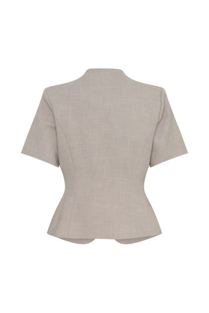 Laila Suiting Short Sleeve Top - Grey