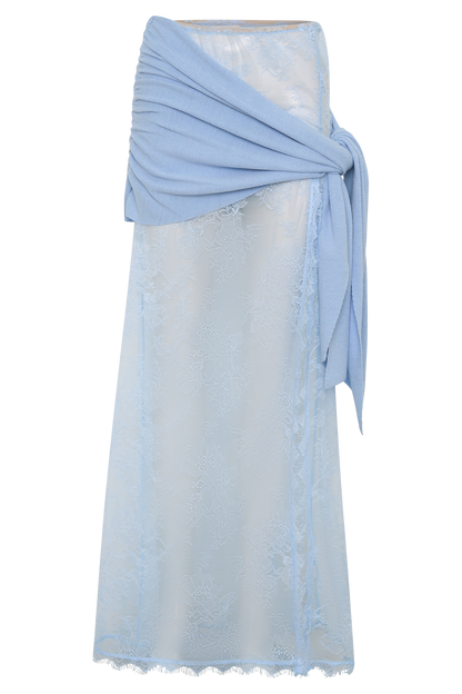 Lucy Lace And Knit Skirt - Cornflower Blue