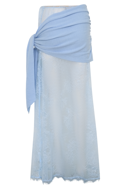 Lucy Lace And Knit Skirt - Cornflower Blue