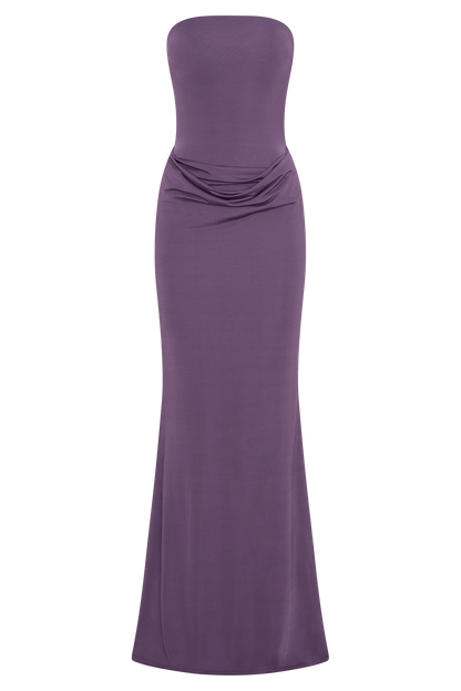 Madison Strapless Slinky Maxi Dress - Purple