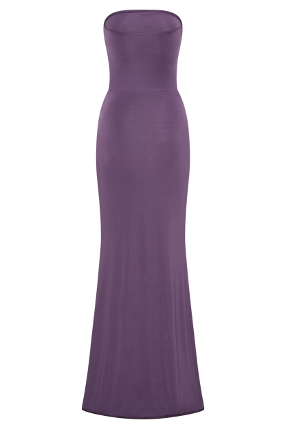 Madison Strapless Slinky Maxi Dress - Purple