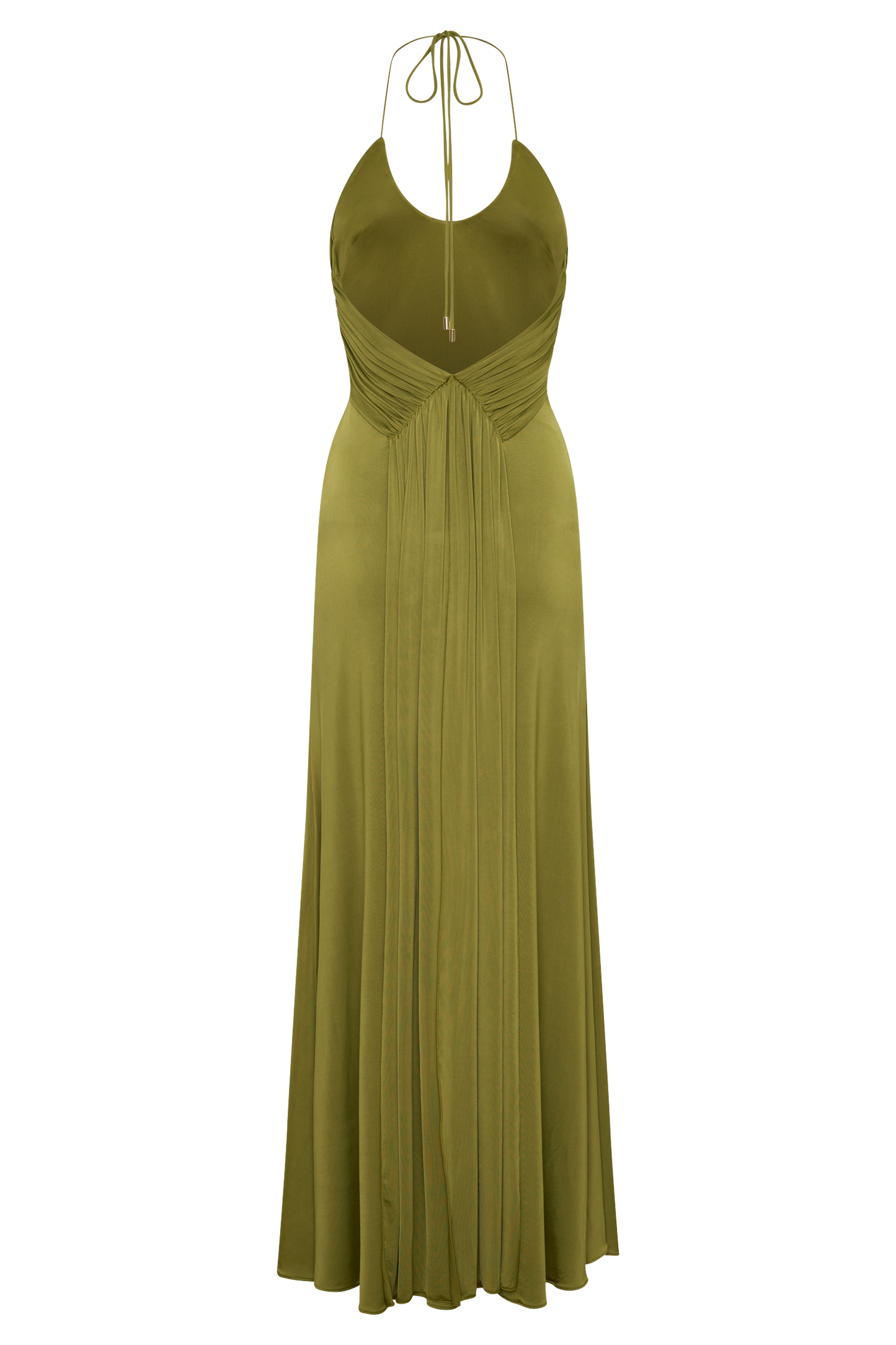 Maely Gathered Slinky Maxi Dress - Olive