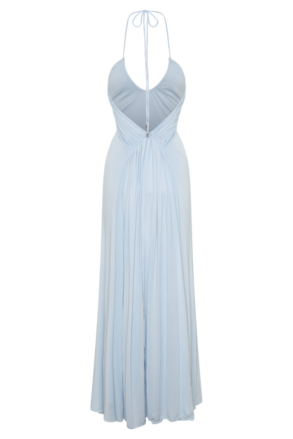Maely Gathered Slinky Maxi Dress - Pale Blue