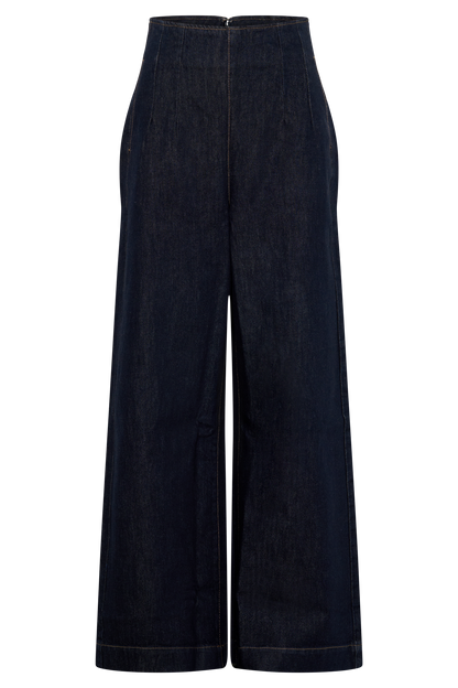 Maral High Waisted Dart Jeans - Washed Indigo Blue