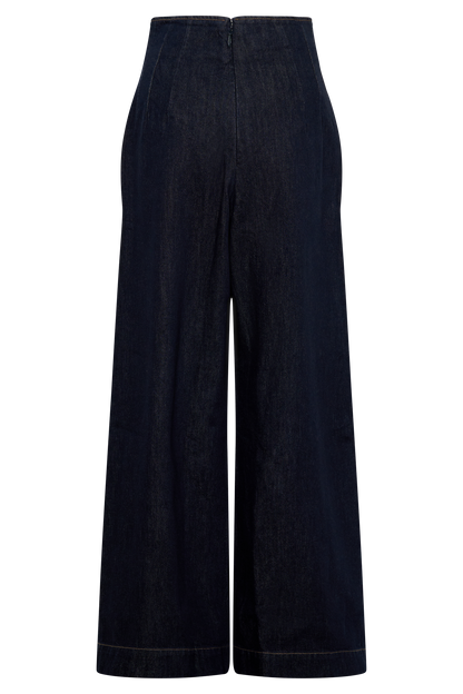 Maral High Waisted Dart Jeans - Washed Indigo Blue