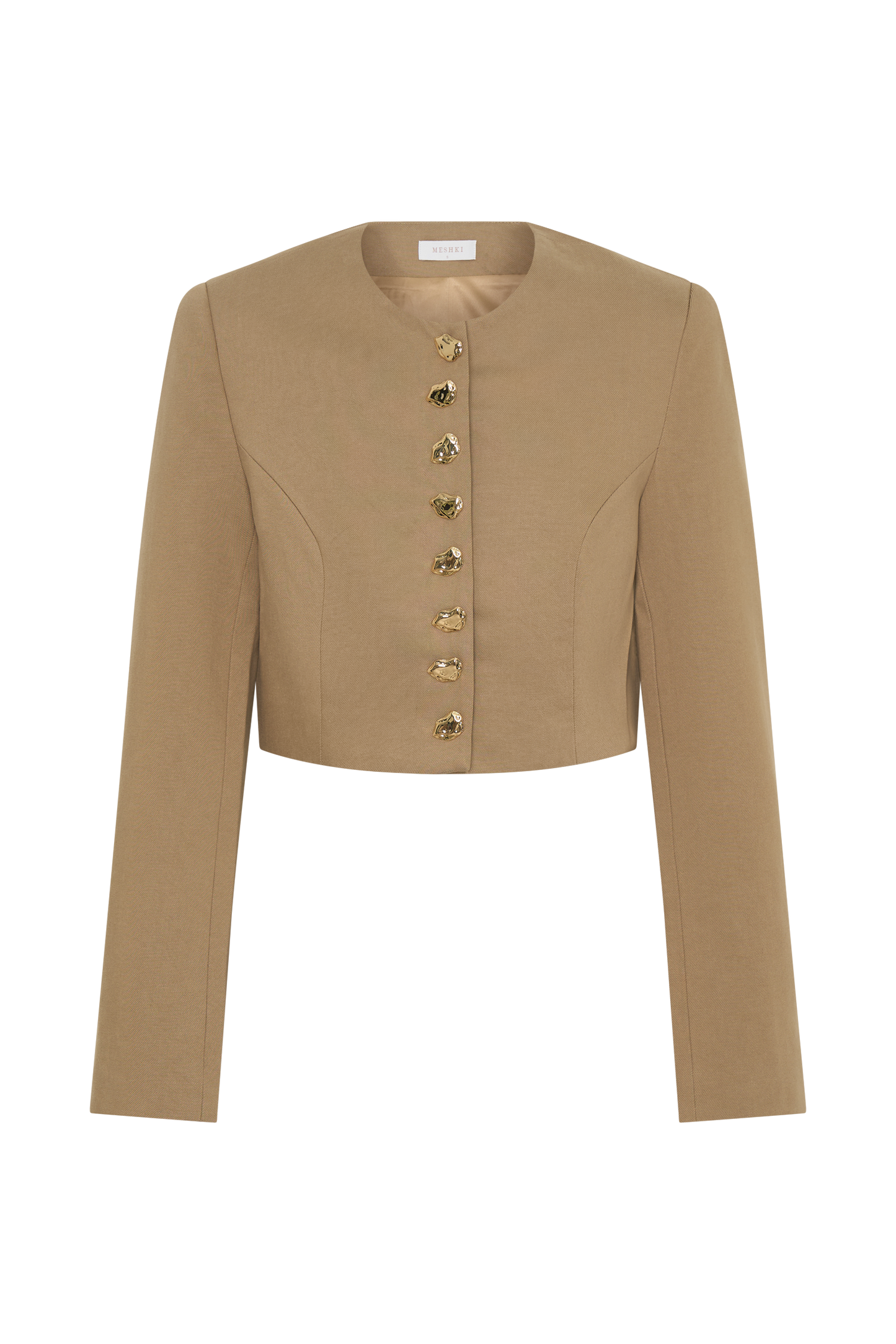Marielle Button Up Cropped Jacket - Taupe