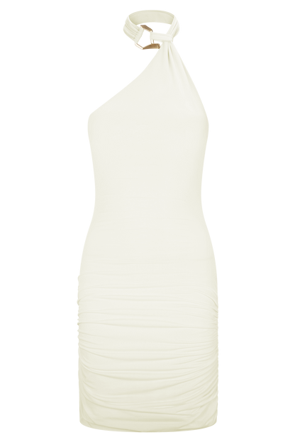 Mariposa Slinky Halter Mini Dress - Ivory