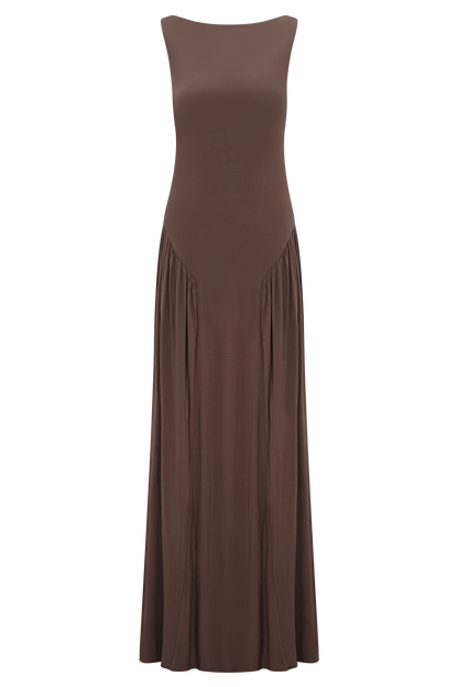 Marnie Modal Sleeveless Maxi Dress - Chocolate