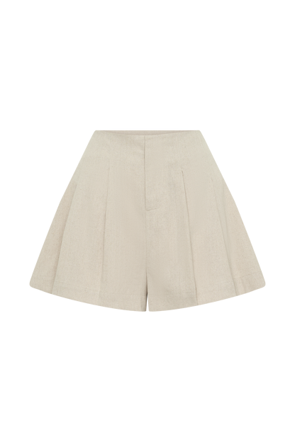 Martine Pleated Linen Short - Natural