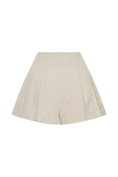 Martine Pleated Linen Short - Natural