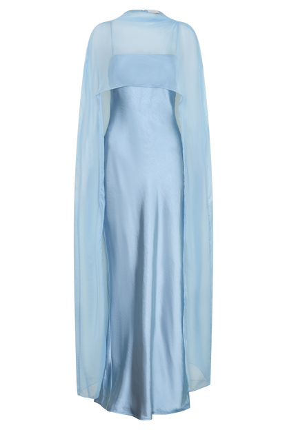Martinne Chiffon Overlay Maxi Dress - Arctic Blue