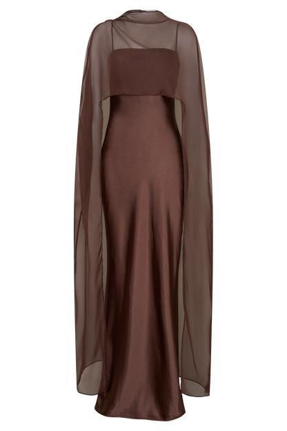 Martinne Chiffon Overlay Maxi Dress - Mocha