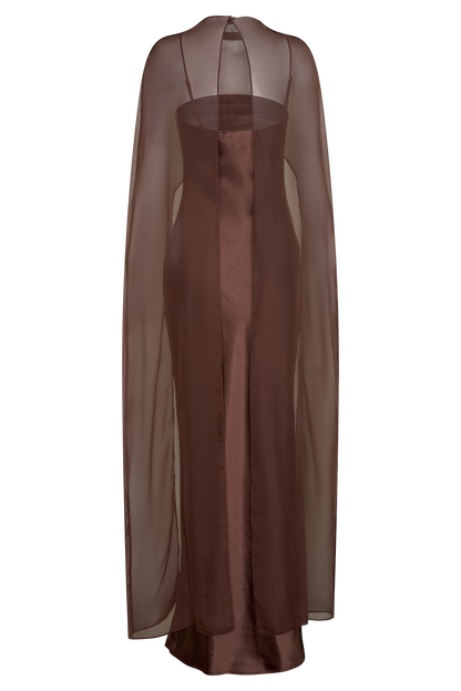 Martinne Chiffon Overlay Maxi Dress - Mocha