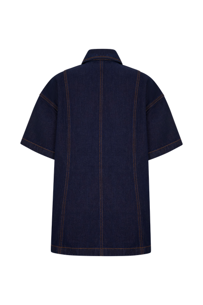 Maya Oversized Denim Shirt - Indigo Blue