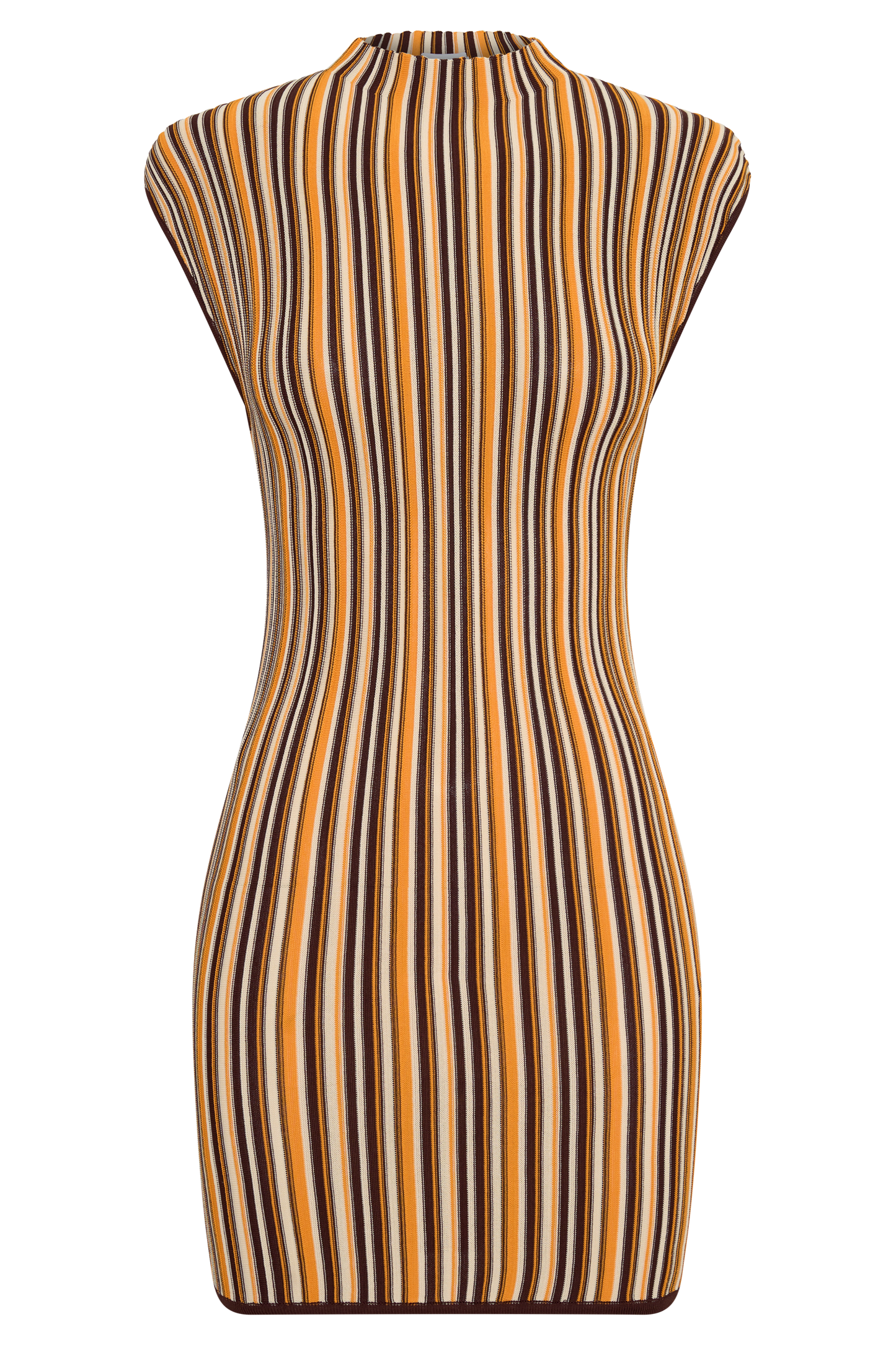 Meggie Striped Sleeveless Mini Dress - Orange/Chocolate