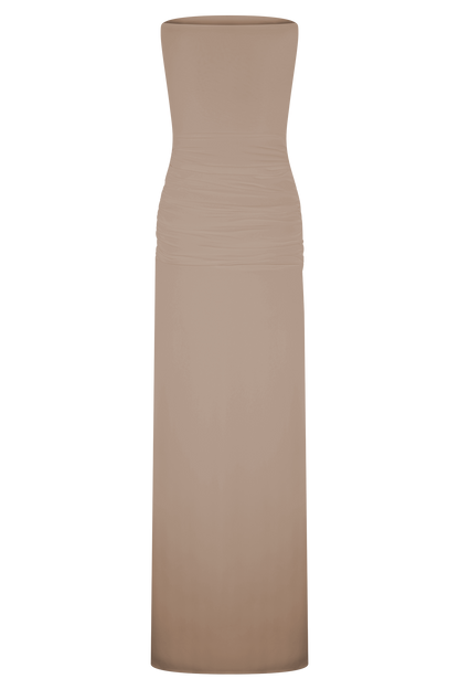 Mirren Strapless Slinky Maxi Dress - Bronze