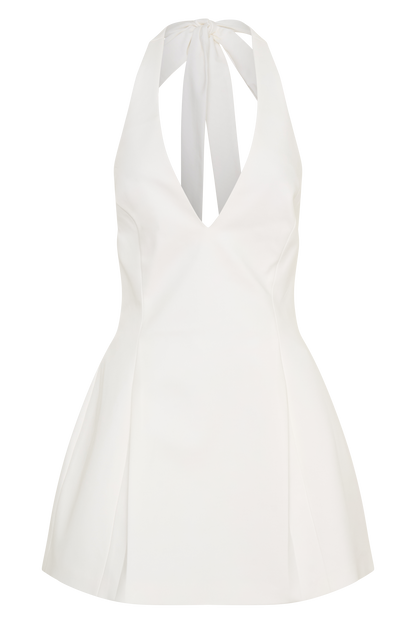 Nelly Halter Neck Cotton Mini Dress - White