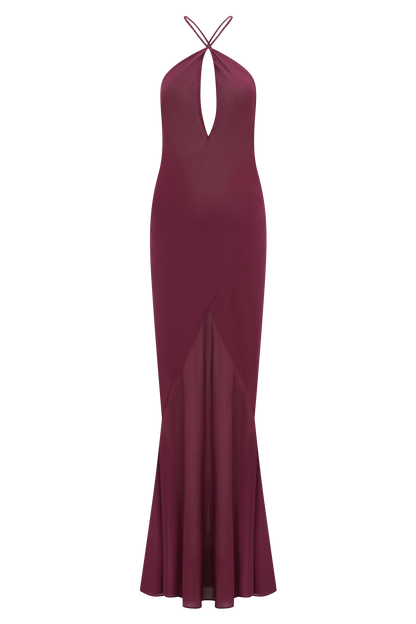 Nerea Slip Halter Maxi Dress - Cherry Red