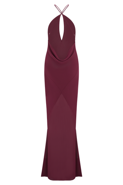 Nerea Slip Halter Maxi Dress - Cherry Red
