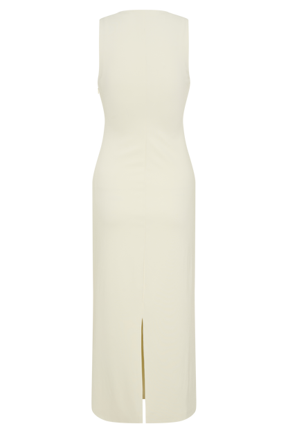 Norah Sleeveless Crepe Midi Dress - Ivory