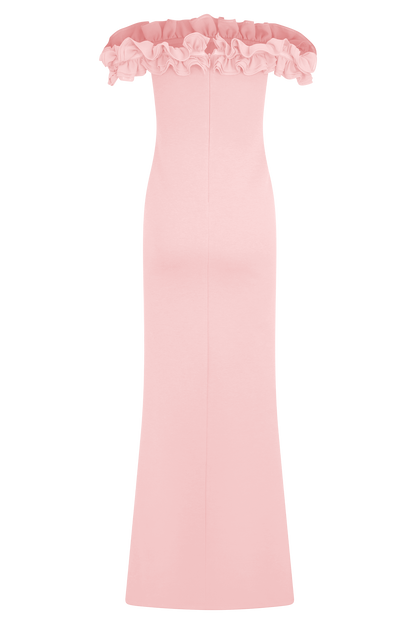 Nova Ruffle Off Shoulder Maxi Dress - Ballet Pink