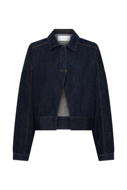 Olandria Oversized Jacket Top - Washed Indigo Blue