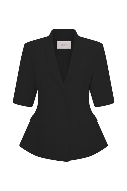 Opal Puff Sleeve Suiting Top - Black