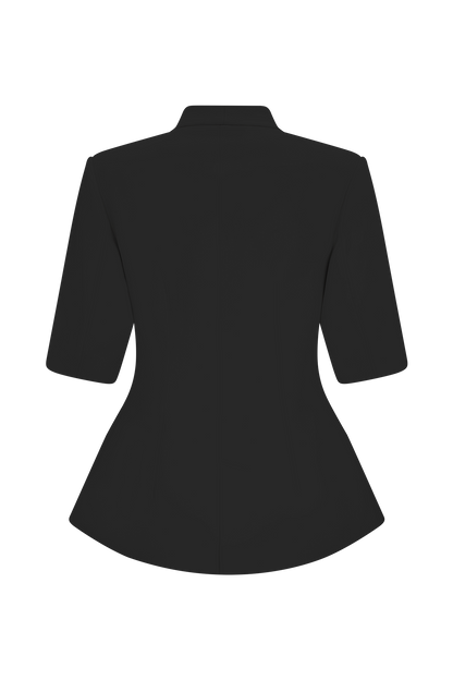 Opal Puff Sleeve Suiting Top - Black
