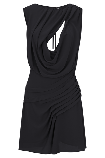 Oria Chiffon Mini Dress - Black