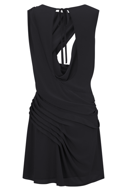 Oria Chiffon Mini Dress - Black