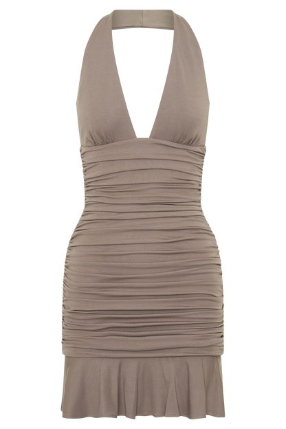 Peregrine Modal Halter Mini Dress - Neutral