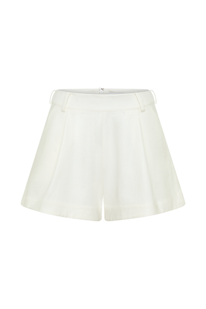Piper Linen Flare Shorts - White