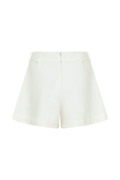 Piper Linen Flare Shorts - White