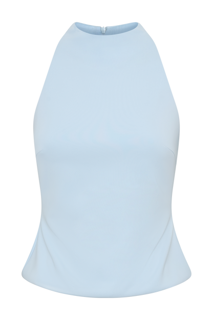 Portia Scuba Sleeveless Top - Pale Blue