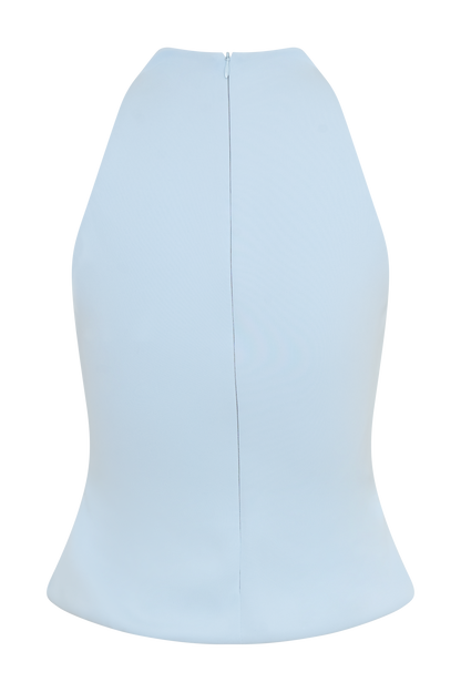 Portia Scuba Sleeveless Top - Pale Blue