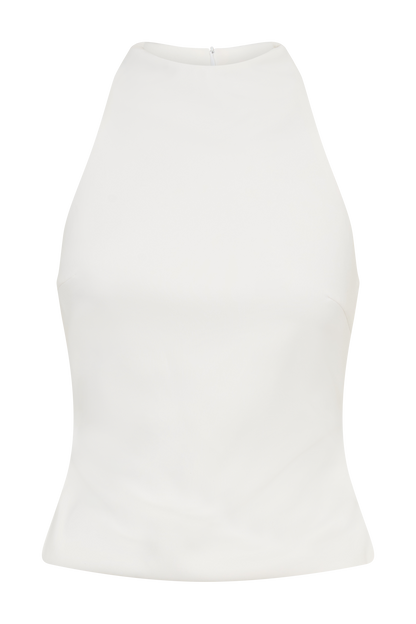 Portia Scuba Sleeveless Top - White