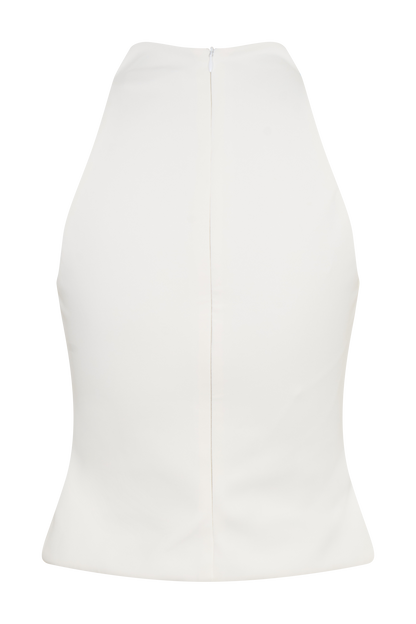 Portia Scuba Sleeveless Top - White