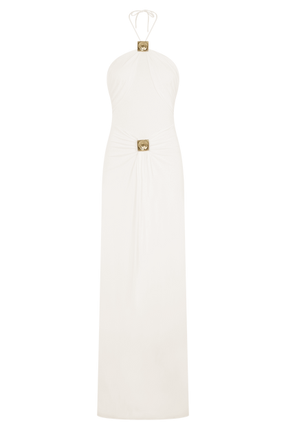 Quincy Halter Maxi Dress With Hardware - Ivory