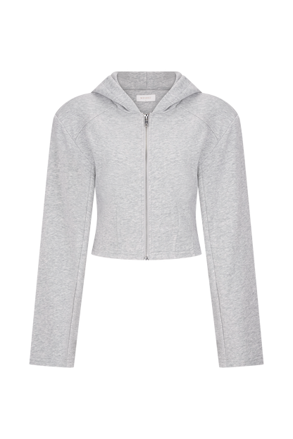 Quinn Zip Up Hoodie - Light Grey Marle