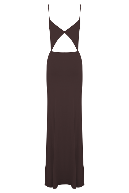 Reama Wrap Over Knit Maxi Dress - Chocolate