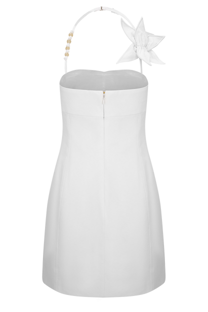 Reyes Cotton Floral Mini Dress - White