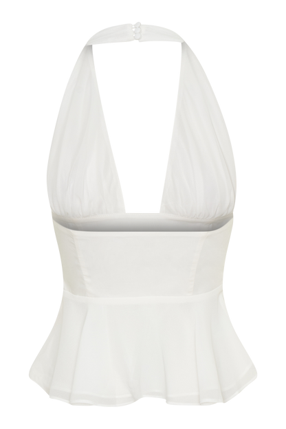 River Halter Neck Sleeveless Top - White