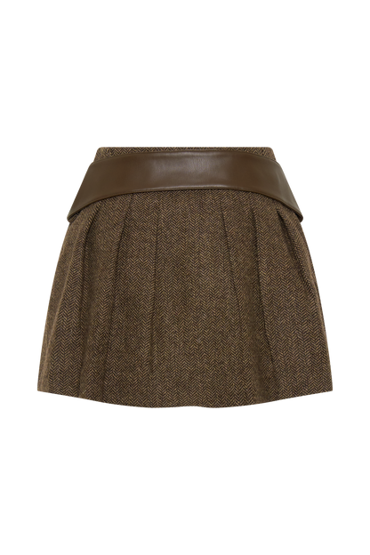 Romy Mini Skirt With Hardware - Herringbone