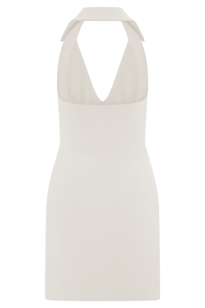 Ruth Cotton Halter Mini Dress - Ivory